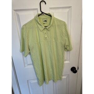 The North Face Polo Shirt Men's Large Striped Breathable Athletic Comfort Yellow